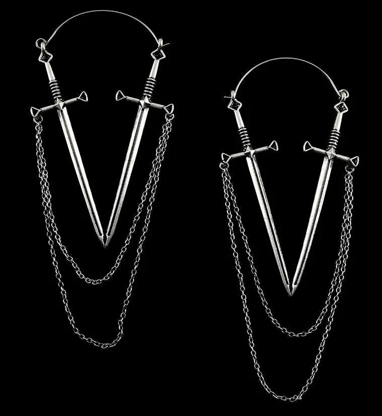 20G Sword & Chain Plug Hoops