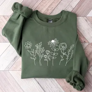 Flower Sweatshirt, Botanical Sweatshirt, Wildflower Shirt, Nature Crewneck Sweatshirt, Plant Sweatshirt, Wildflower Print Shirt, Floral Gardening Women Top, Plant Lady Gift
