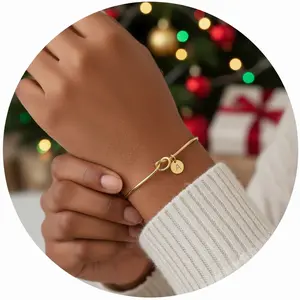 Initial Bracelets for Women - Dainty Knot Letter A-Z Initial Bracelet for Women, Personalized Cuff Bangle Bracelet for Women, Jewelry for Women