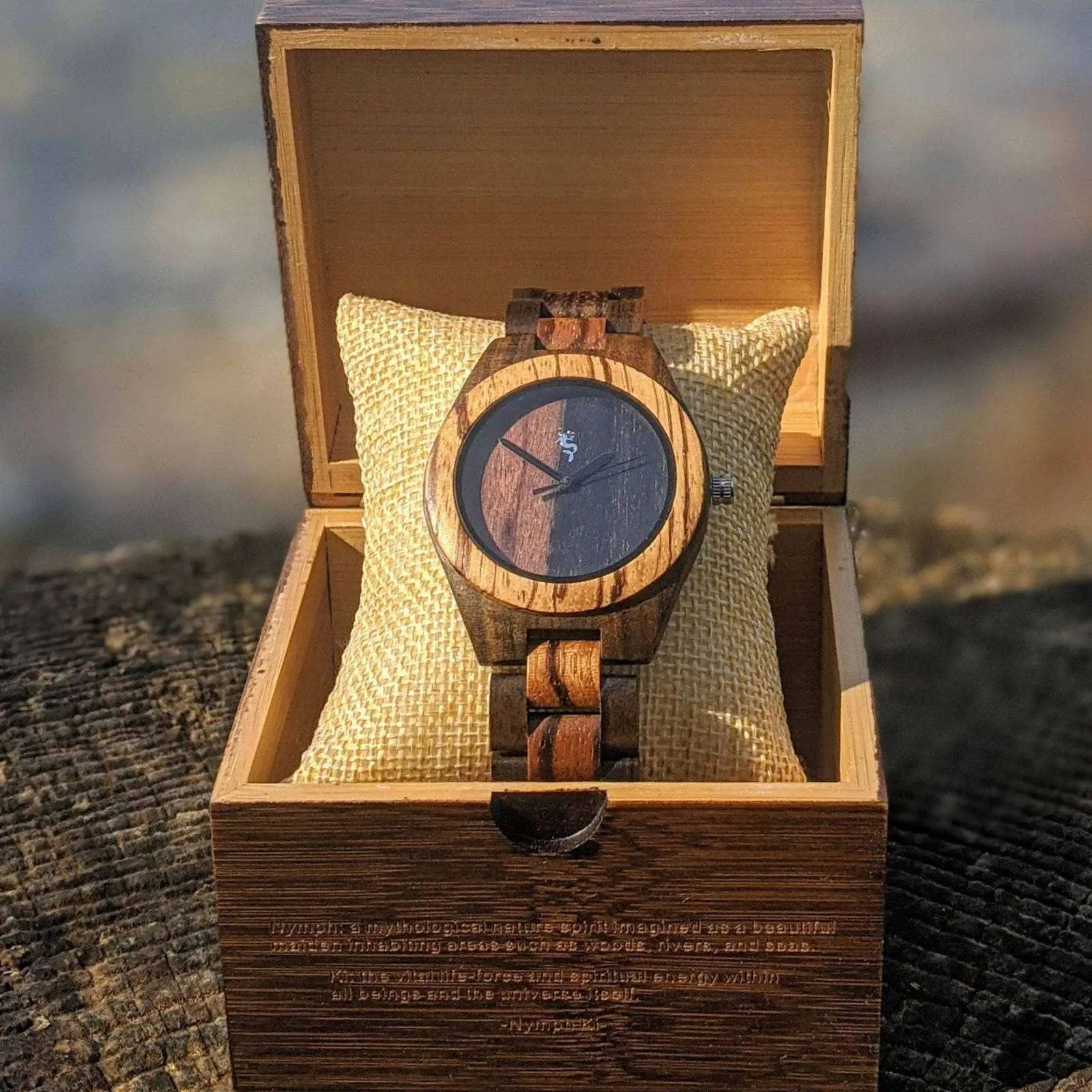 Zebra Ebony Wood Watch – Fold-Over Clasp | Handcrafted Wood Timepiece