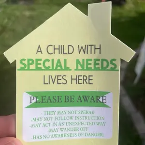 Autism Awareness Sticker - Child with Special Needs Lives Here Vinyl Sign for Safety and Safety Information