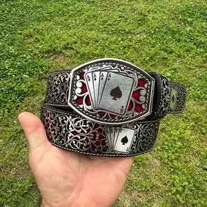 Western Belt Cinto Poker De Ases Plata