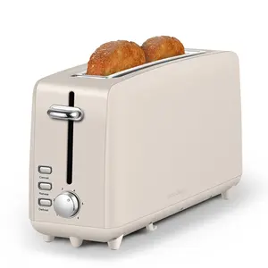 【Material Upgrade】Long Slot Toaster 2 Slice, Stainless Steel Single Toaster, 6 Shade Settings, 10" Long Slot Fits Bagels & Artisan Bread, Defrost, Cancel Function, Removable Crumb Tray, Oatmilk