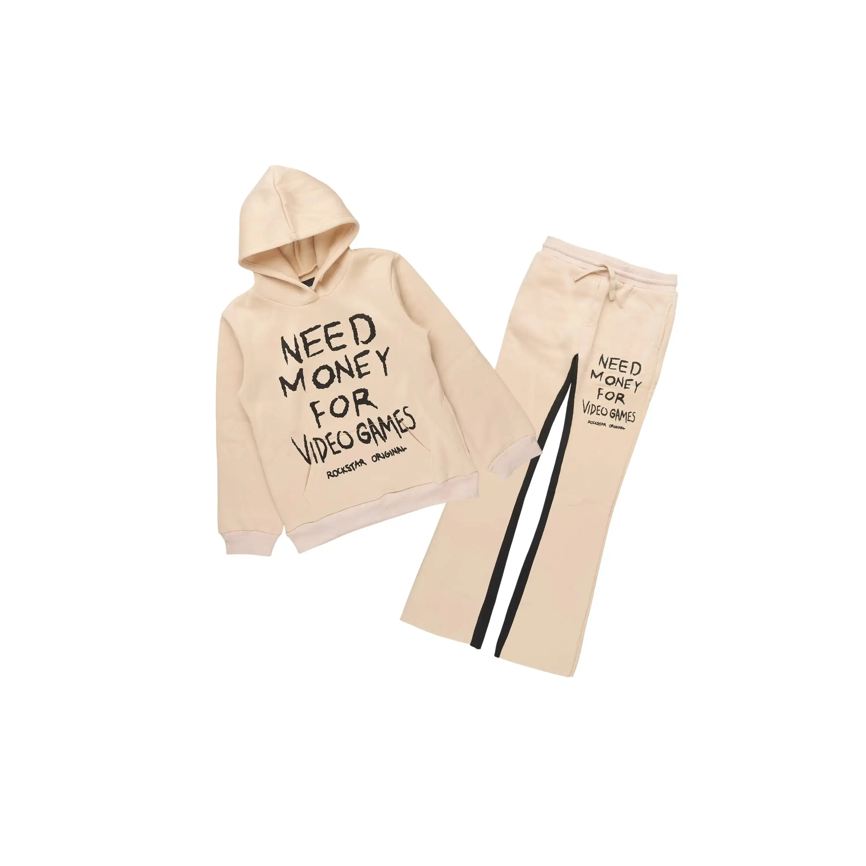 Boys M4 Video Games Tan/Black Hoodie Stacked Track Set Boys M4 Video Games Tan/Black Hoodie Stacked Track Set