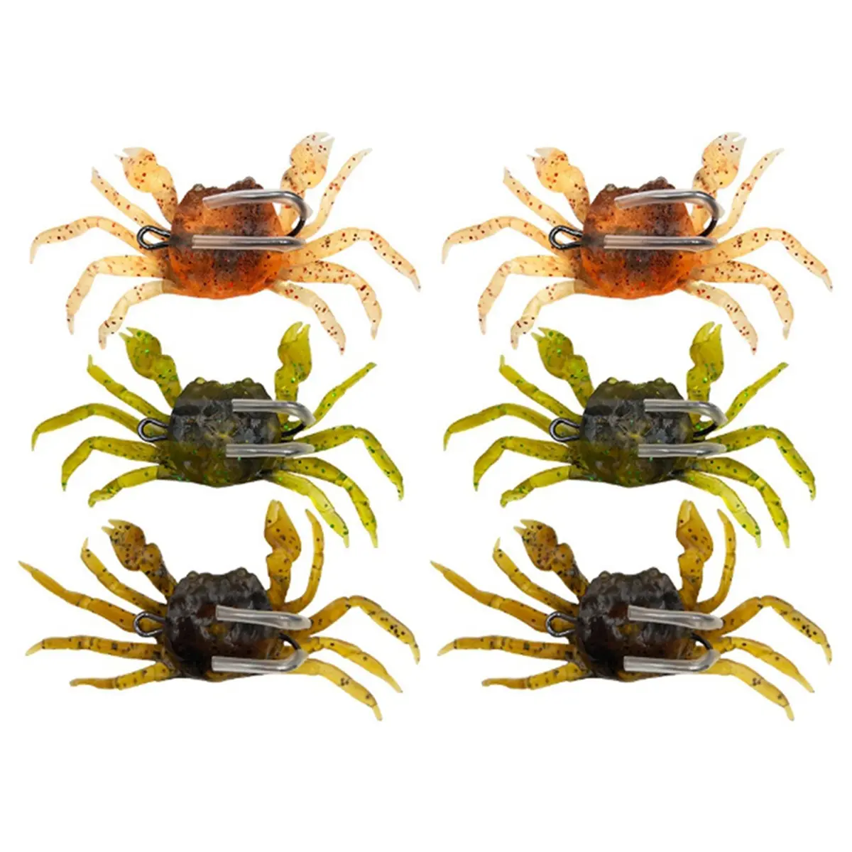 6pcs Cranka Crab Lure Crab Bait 3D Simulated Crab Soft Lure with Sharp Double Hooks for Fishing Accessories Tools