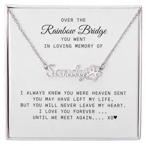 Over the Rainbow Bridge Pet Memorial Name Necklace