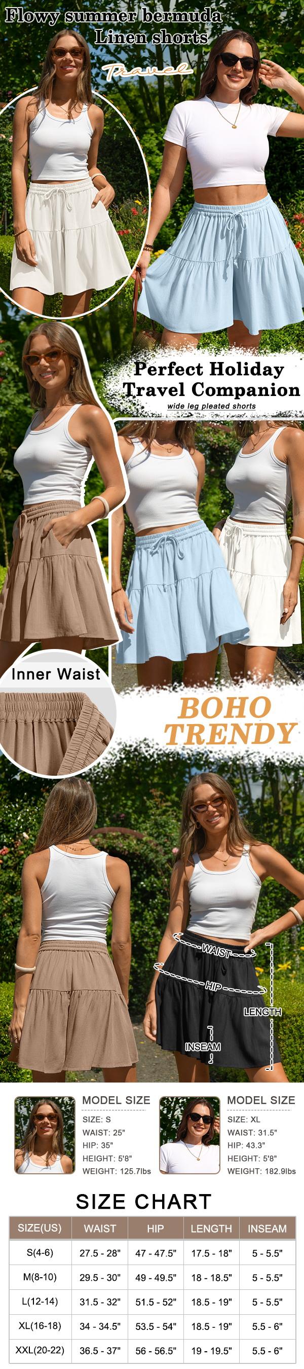 【SS26 Collection】TARSE Womens Linen Blend Wide Leg Flowy Culotte Shorts Drawstring Loose Fit Summer Casual Lightweight Comfy Vacation Wear