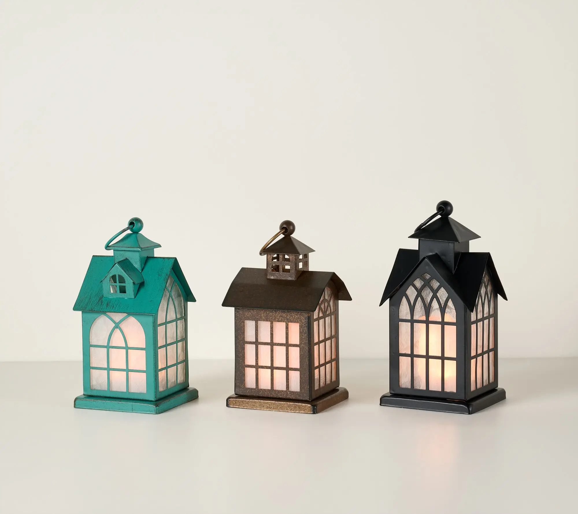 3-Piece Flickering Flame Lantern Village by Valerie 3-Piece Flickering Flame Lantern Village by Valerie