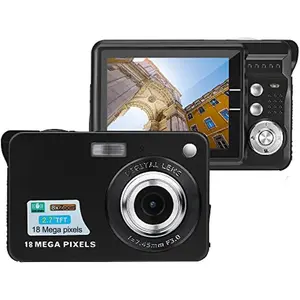 18 Megapixel Digital Camera with 2.7" LCD Screen, Rechargeable Battery, HD Photo and Video for Indoor, Outdoor Photography for Adults, Kids (Black)