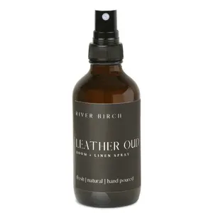 River Birch Leather Oud - 4 oz Amber Glass Room & Linen Spray Fragrance Hand Scent Aroma - Masculine Blend of Leather Black Currant Oud Wood Oakmoss - Scented