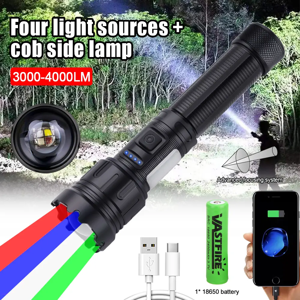 VASTFIRE High-Power High Lumen Flashlight, 4-in-1 Multi-Color (Red ...