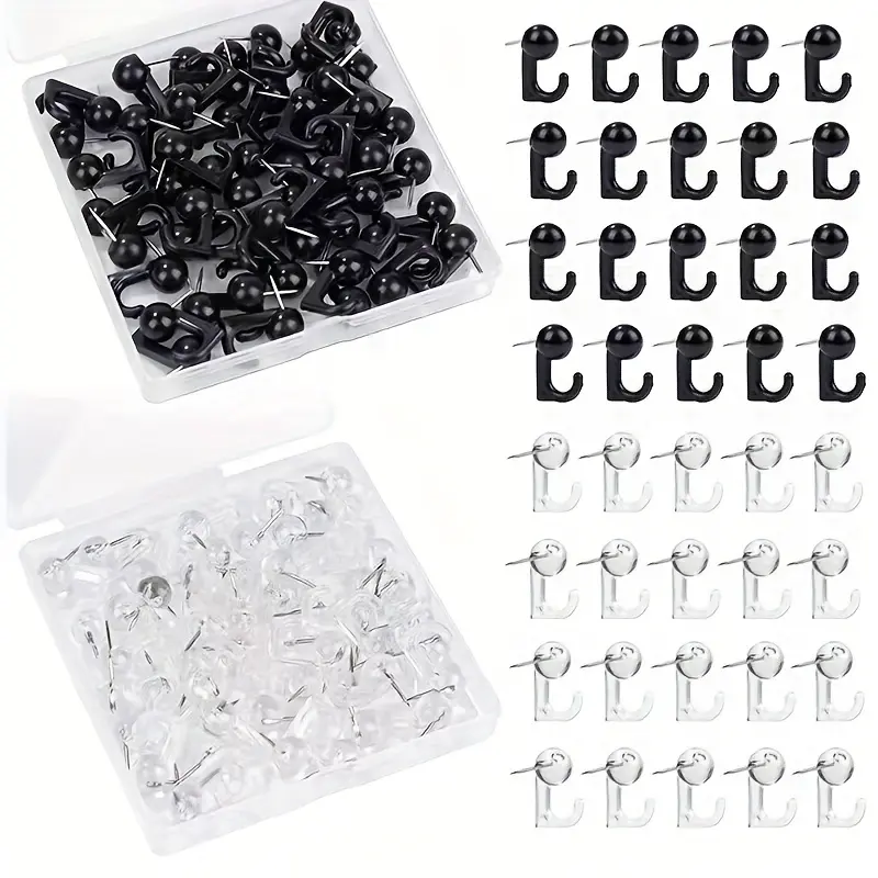 30pcs/box Pushpin Hooks, Thumb Tacks, Thumbnail Plastic Head Corkboard Pushpin Hooks, Decorative Thumbnail Pushpin Hooks for Photo Wall, Bulletin Board, Home Wall, Home Office School Supplies, Decoration, Thumbnails Pushpin Hooks