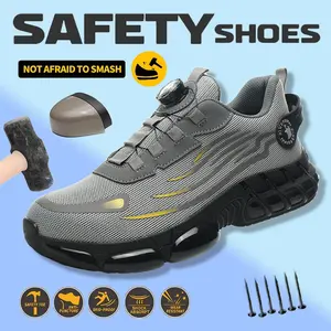 Breathable Mesh Safety Sneakers For Men Steel Toe Anti-Slip Durable Casual