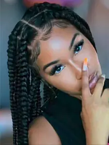 Knotless Jumbo Box Braided Wig, Full HD Lace Braided Wig with Baby Hair, Long Curly Wigs, No Ca Prop 65, All Seasons