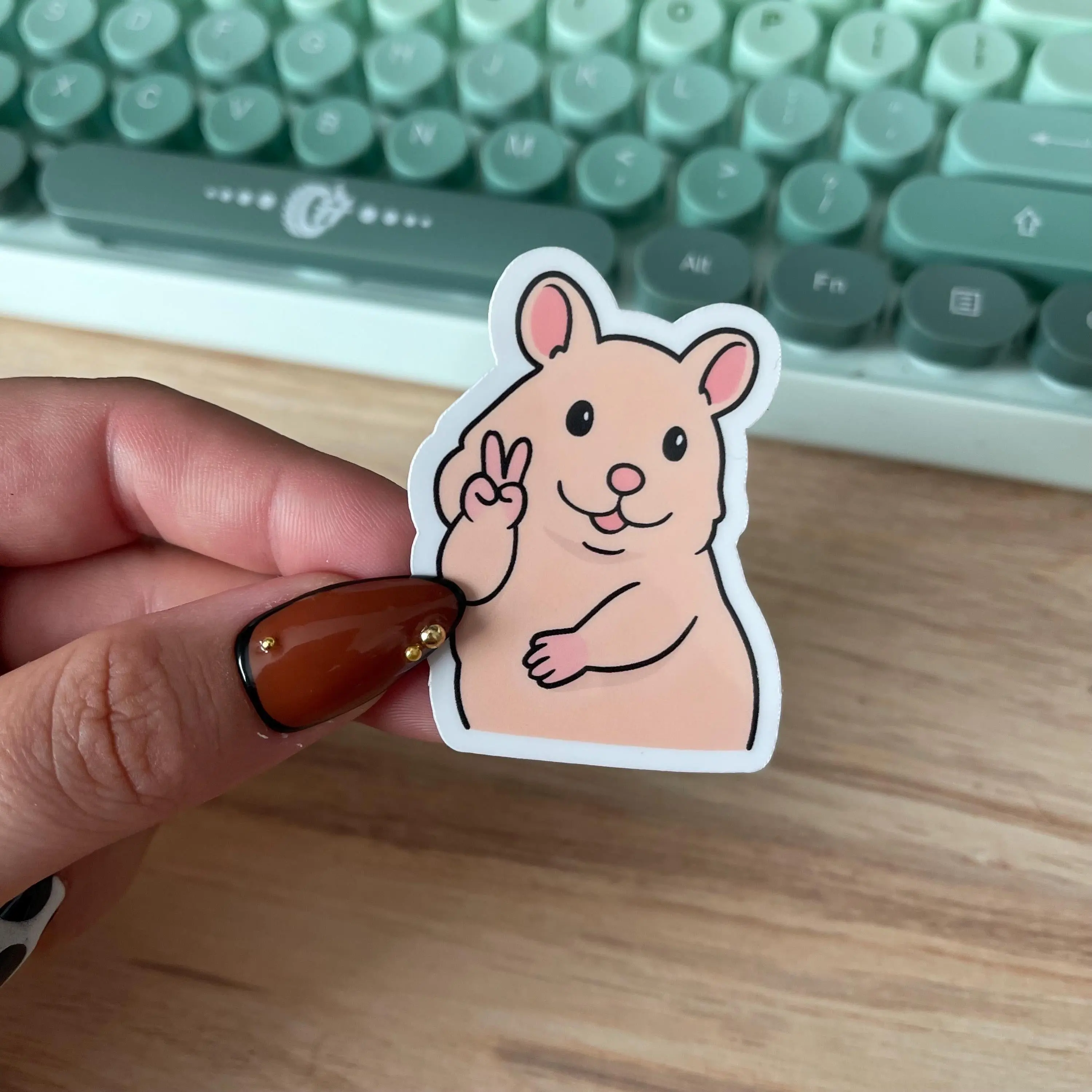 Peace Sign Cartoon Hamster Sticker