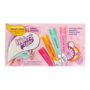Wyler Light Zero Sugar Bars Variety Pack- Cotton Candy, Mermaid, Peach Ring & Unicorn Flavors- 10 Bar per Box