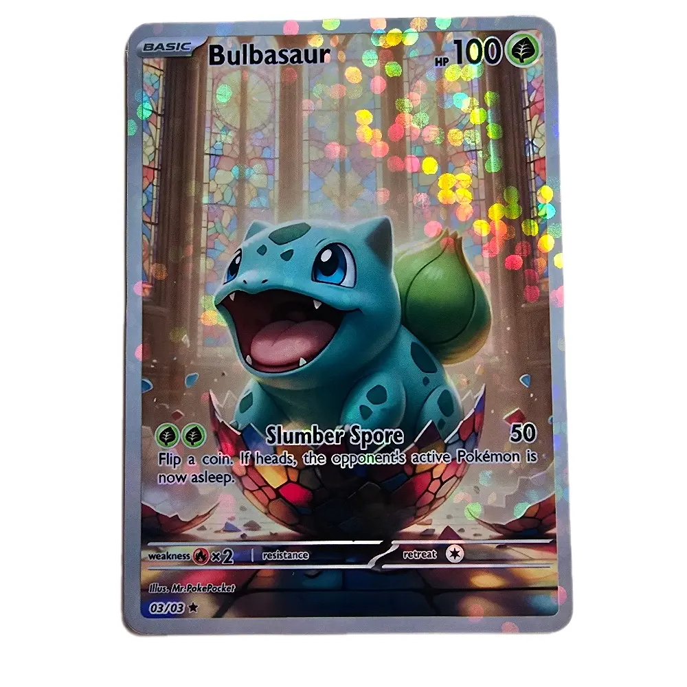 Adorable Baby Bulbasaur Egg Hatch Card Edge the Edge Bubble Holo Pokemon  Display Card standard Size English Back - TikTok Shop
