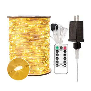 200FT Plug-In LED Fairy String Lights, 600 LEDs Waterproof Silver Wire Lights with Remote, 8 Modes Twinkle Lights for Bedroom, Patio, Garden, Wedding & Christmas Decor – Warm White