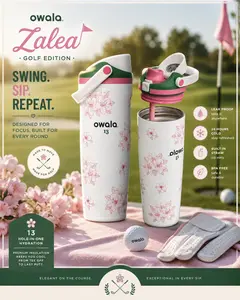 Owala Zalea Golf 30 Oz Water Bottle Golf Edition Insulated Water Bottle, Leakproof Stainless Steel Tumbler with Built In Straw