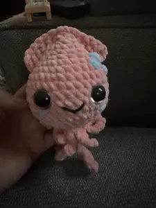 Knitting & Crochet Squishy Squid - Colorful Coral and Blue  Design Soft Plush Toy with 20mm Eyes for Kids Safe & Comfortable Yarn Stuffed Toy