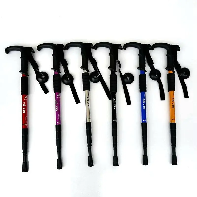 Lightweight Adjustable Aluminum Alloy Trekking Poles, Durable Climbing Sticks for Camping Gear Fishing Outdoor Activities, Senior Walking Cane, Hiking Essentials