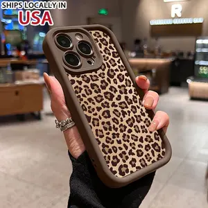 Leopard Print Pattern Case for iPhone 16 15 14 Pro Max 13 12 11 XR XS Plus Shockproof Drop Protection Rugged Durable Silicone Cover