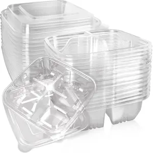 20 Pack Clear Bento Snack  Containers, 4 Compartment Meal Prep Containers with Lids for School and Work