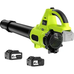 Leaf Blower Cordless with 2 x 4.0Ah  Operated and  Charger, 580CFM 180MPH Electric Leaf Blower, 3 Speed Mode, 20V  Handheld Blowers for Lawn Care, Blowing Leaves, Small Gravel, Green