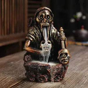 Skull Design Incense Burner, Creative Backflow Incense Burner, Incense Holder, Home Decor Ornament, Desktop Decor for Living Room Bedroom Office, Perfume, Halloween