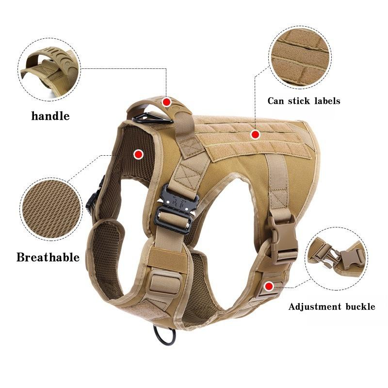 Tactical Dog Harness, Adjustable No-Pull Handle Service Vest Heavy Duty Pet Large Breed,  Dog Vest for Training Hunting Walking, Adjustable Safety Harness