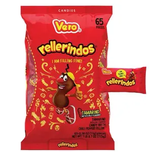 Vero Rellerindo-Tamarind Candy with Chili Center 65 Pieces Tamarind Flavored with Chili Pepper Filling