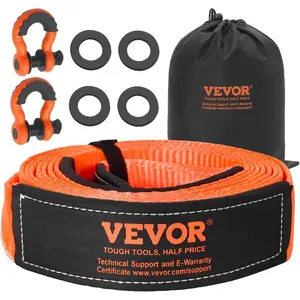 VEVOR Heavy Duty Tow Strap Recovery Kit 3 inx 20 ft (MBS - 36, 000 lbs) Tree Saver Winch Strap, Triple Reinforced Loop Protective Sleeves Storage Bag, 3/4 D - Ring Shackles, for Truck Jeep SUV ATV