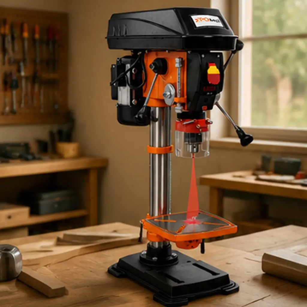 12-Inch Benchtop Drill Press with Laser Guide and Digital Speed Readout, Variable Speed 450-3150 RPM, 0-45° Tilting Worktable, Compact Tabletop Drilling Machine for Woodworking and Metal Fabrication, Steel, Black+Orange, Black+Orange Color