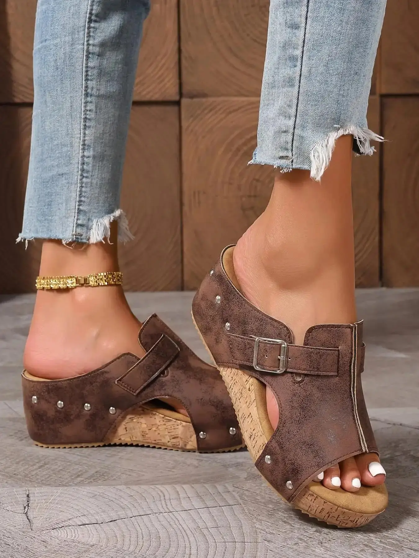 Women's Fashion Wedge Sandals Eva Foam Insole 2.5 Inch Heel Lightweight Comfortable All-Day Wear Hook-And-Loop Closure Anti-Slip piece stylish versatile summer modern outdoor essential open toe daily beach relaxed