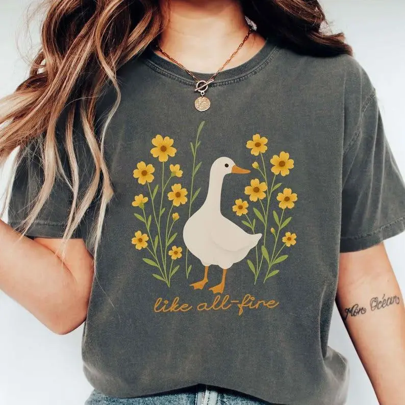 All Fire Goose Tshirt, Adorable Goose Tee, I Love You, Goose Love, Book Lover, Book Inspired Shirt, Bookish Gift, Sunrise On The Reaping