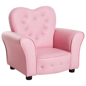 Bellemave Plucked Soft Cushion Princess Sofa Chair - Indoor Living Room Furniture with Diamond Decoration, Pink