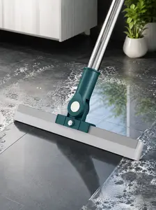 Floor Squeegee Mop with Stainless Steel Handle, Heavy Duty Water Scraper for Bathroom Shower Kitchen Garage Patio, 180° Rotating Head, Streak-Free Floor Cleaner for Tile Marble Glass Concrete and Hardwood Surfaces