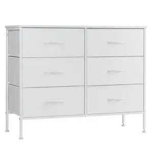 Cupboards Cabinets Dresser - Fabric Storage Tower with 6 Drawers, Drawer Organizer, with Fabric Bins, Steel Frame for Bedroom, Entryway