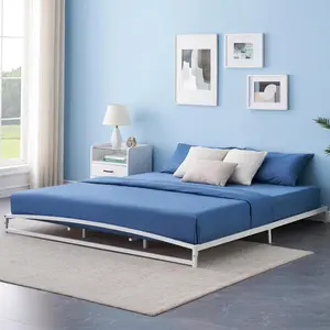 Low Bed Frame King Size - 6 Inch Heavy Duty Metal Platform Mattress Foundation No Box Spring Needed Noise-Free Non-Slip Easy Assembly White