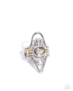 Painted Palooza - Silver Smoky Gem Ring - Paparazzi
