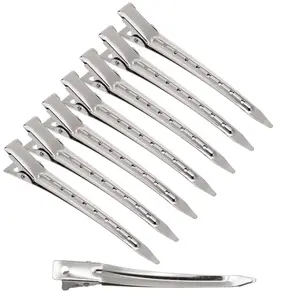 24 count Duck Billed Hair Clips for Styling Sectioning, Metal Hair Clips for Women Long Hair, Metal  Curl Clips for Hair Roller Salon ()