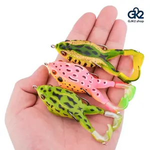 Topwater Propeller Frog Fishing Lures, Rotating Split Tail Floating Soft Frog Baits with Sharp Hidden Hooks, Realistic Bionic Frog Lure for Bass Snakehead Freshwater Fishing