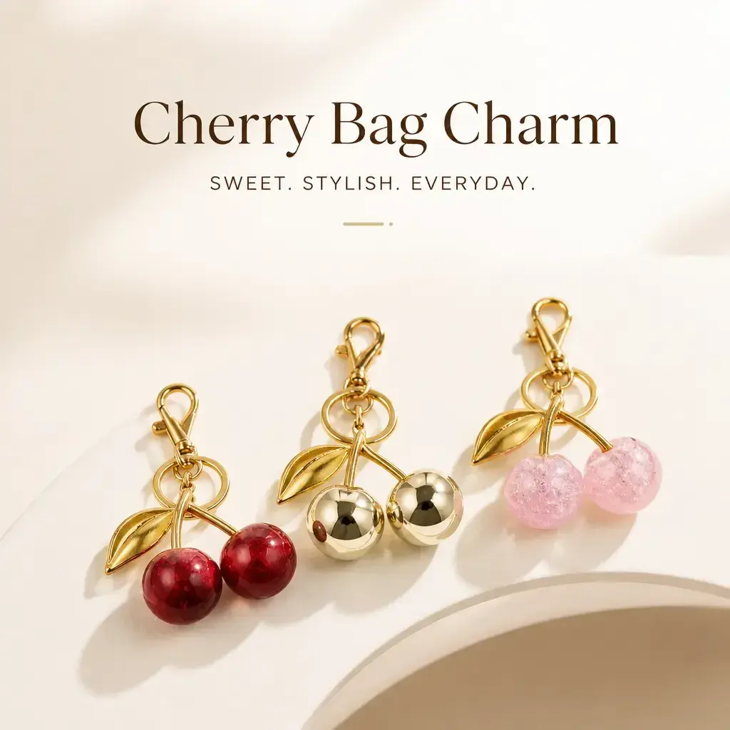 Trendy Cherry Design Glitter Keychain Bag Pendant, Casual Everyday Exquisite All-Match Bag Charms for Purse, Ideal Birthday Gift for Women, Elegant, Fashion