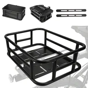 Bike Basket Rear, Bicycle Basket With Liner,Waterproof Cover,Cargo Net, Large Bike Back Baskets, Heavy Duty Rear Bicycle Baskets