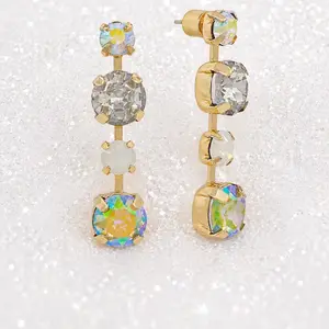 Mermaid Earrings with Rhinestones and Gold-Tone Setting for a Sparkling Look