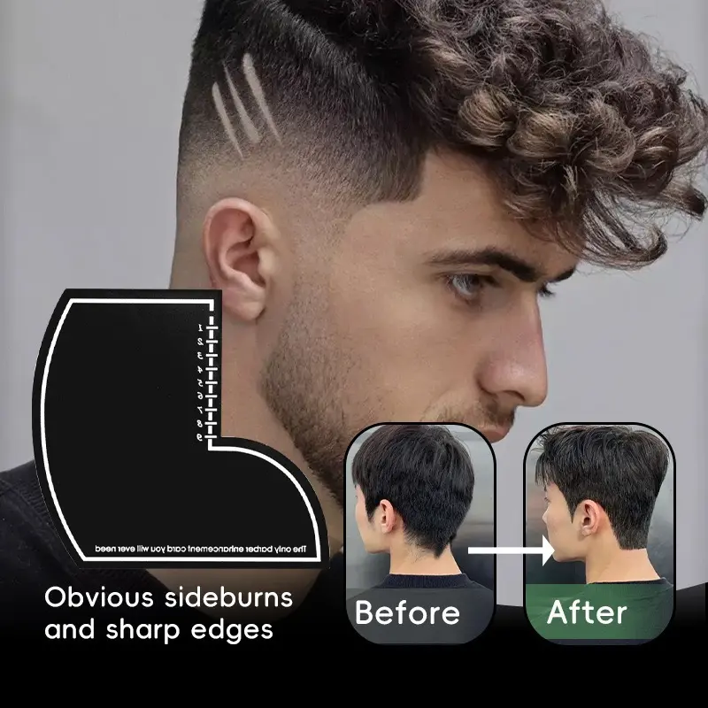Barber-Grade T-Shape Hairline Card Precision Styling Tool with Measurement Guides for Sharp Haircuts & Beard Lines