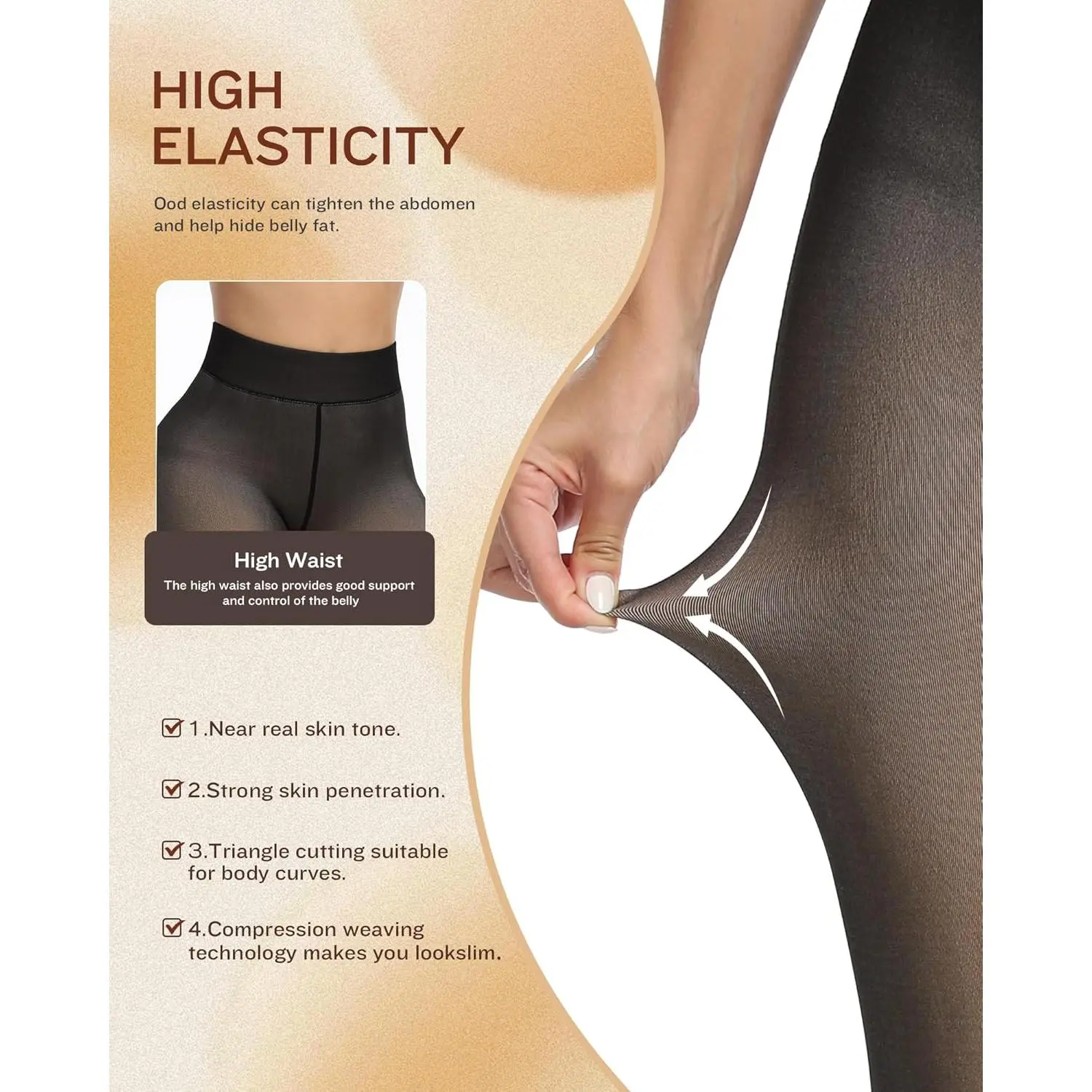 Women's Fleece Lined Tights - Fake Sheer Warm Pantyhose Thick Winter Leggings Comfortable Thermal Opaque Stretchable Cold Weather Base Layer for Casual Daily Wear and Outdoor Activities Women's Fleece Lined Tights - Fake Sheer Warm Pantyhose Thick Winter Leggings Comfortable Thermal Opaque Stretchable Cold Weather Base Layer for Casual Daily Wear and Outdoor Activities