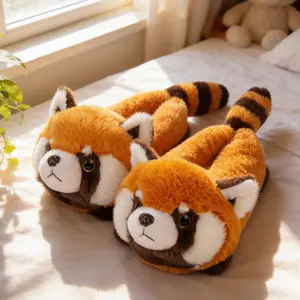 Adorable Red Panda Slippers for Women | Ultra Plush Animal Face House Shoes with Cute Expression | Cozy Gift Footwear