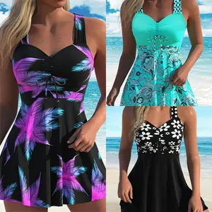 Tankini print sexy high waist bikini split swimsuit swimsuit women