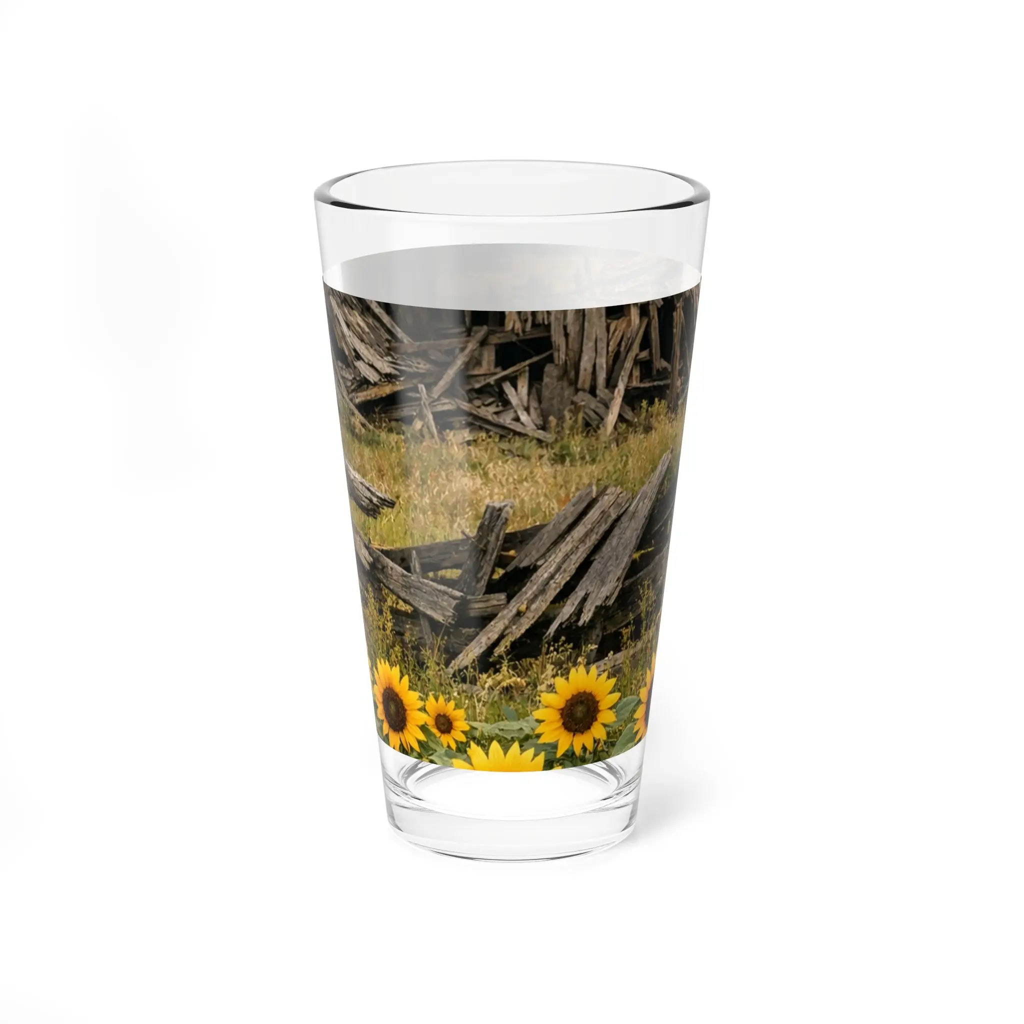 Sunflower Farm Mixing Glass — 16oz Rustic Barn Sunflower Cocktail Glass
